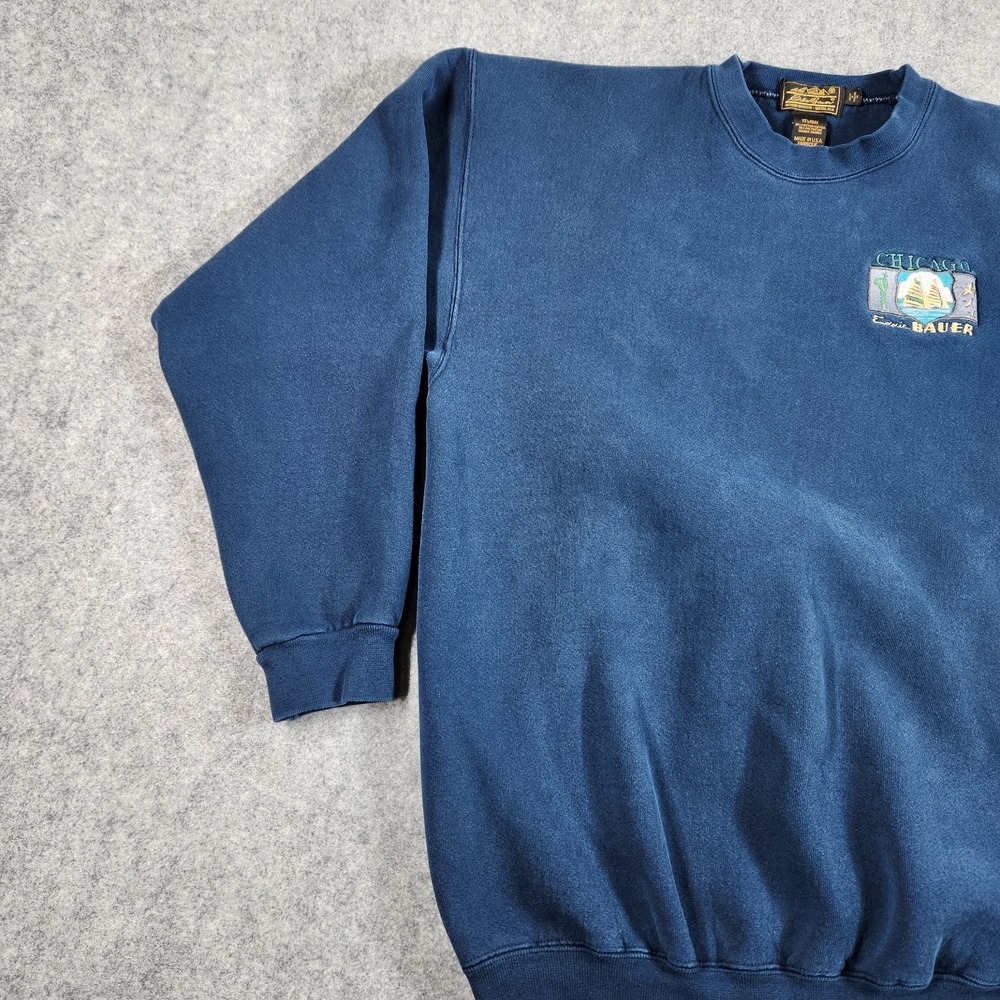 Vintage Eddie Bauer Sweatshirt Mens Medium Baggy 90s Blue Chicago Long Sleeve - Picture 3 of 11